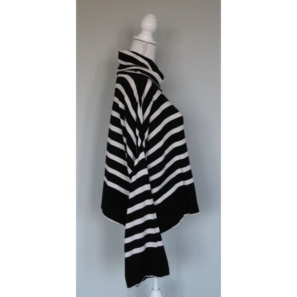 PLANET By LAUREN G Black & Cream Striped Turtleneck Sweater, One Size XS S M L - Picture 7 of 13